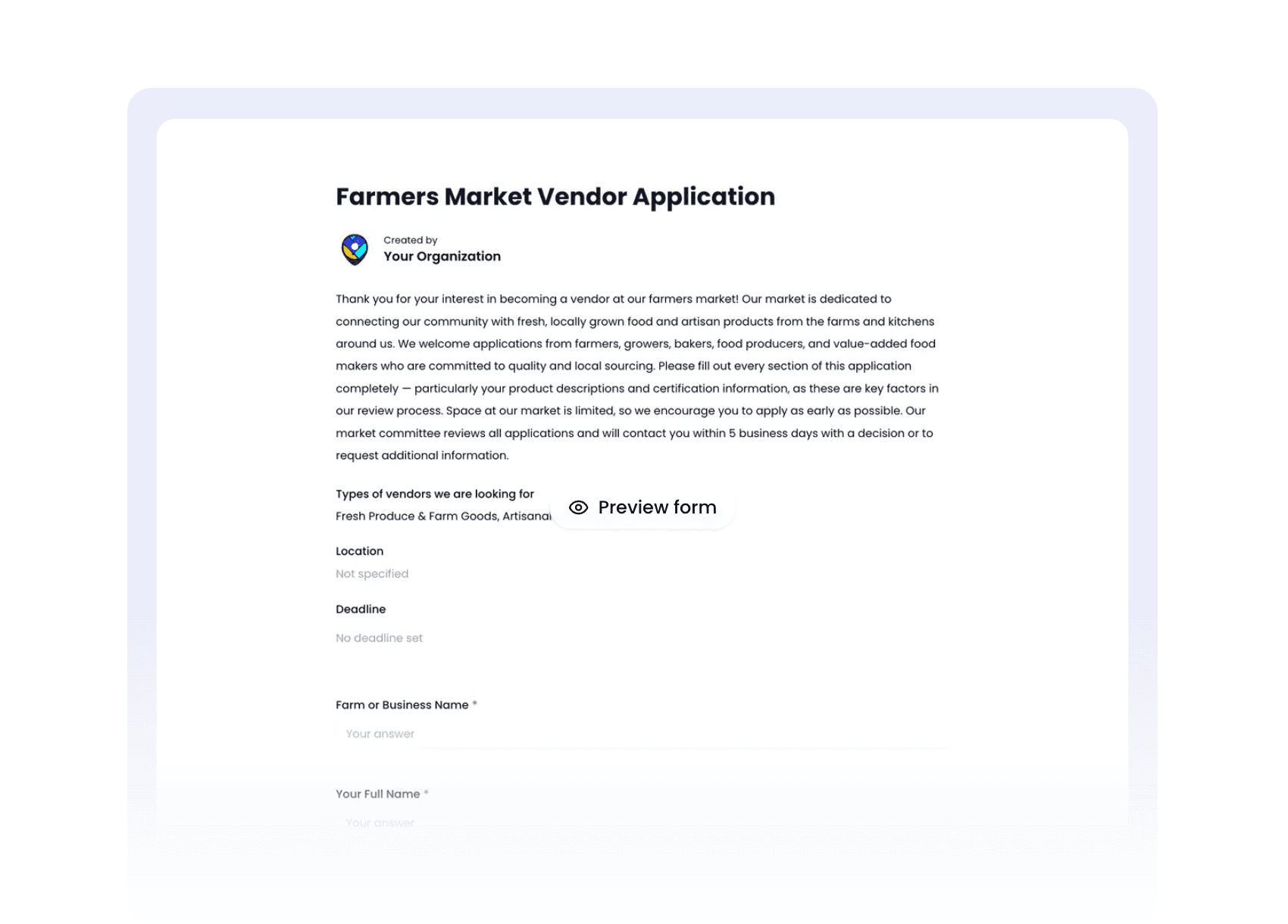 How to Create a Farmers Market Vendor Application. A Complete Guide for Market Organizers